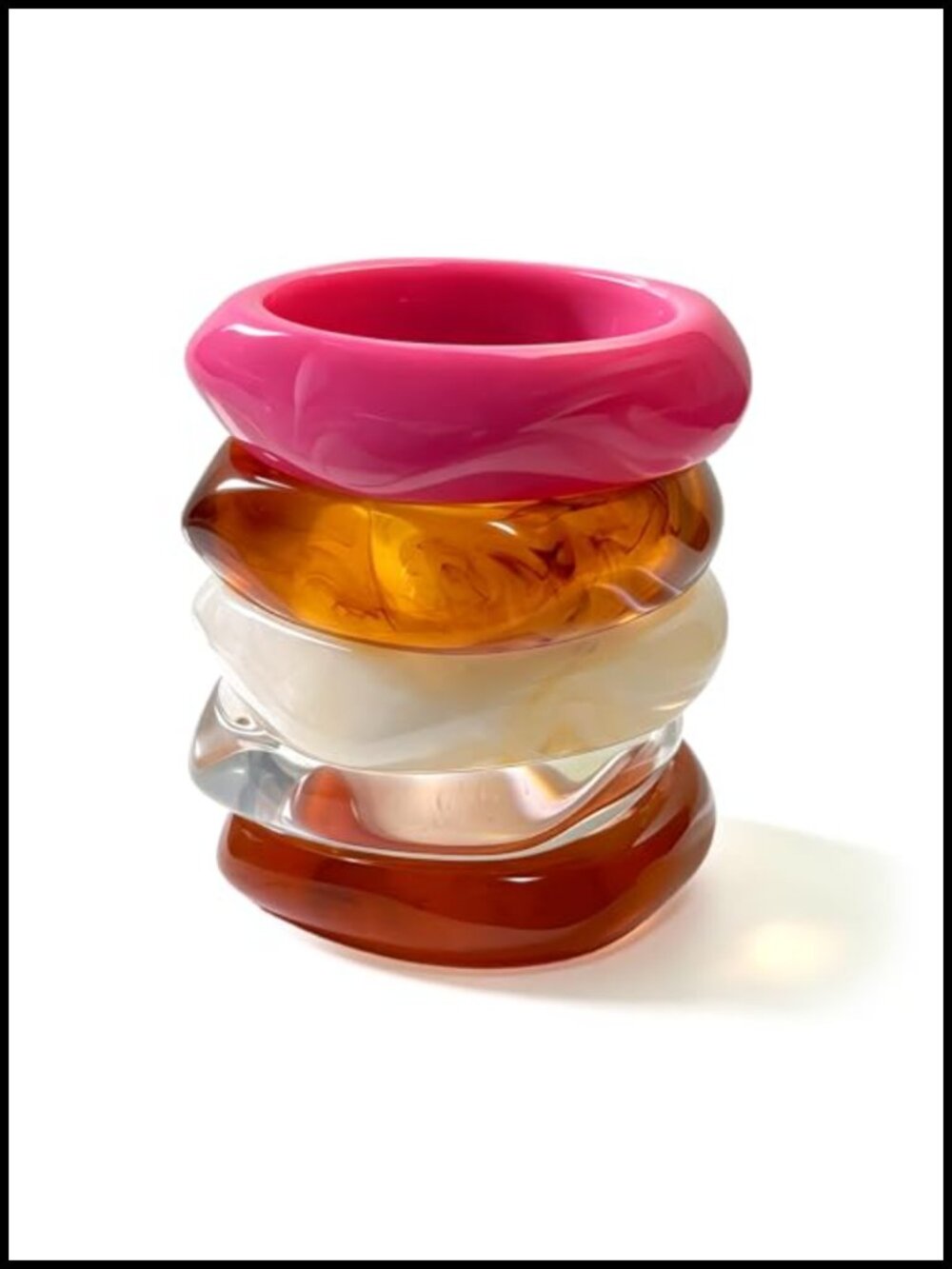 5 Pcs Chunky Acrylic Resin Bangle Set for Women Irregular Colorful Cuff